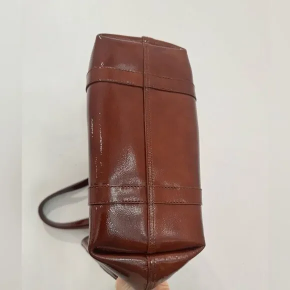 SEZANE Patent Leather Tote Bag In Mahogany - Picture 14 of 17